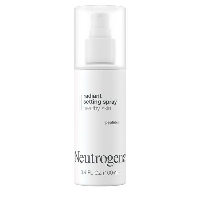 Neutrogena Radiant Setting Spray bottle with peptides, 3.4 FL OZ (100 mL), shown for a shopping article