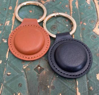 the keychain in brown and black 