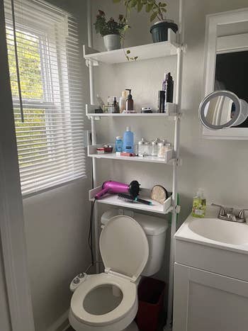 the over the toilet shelves in white