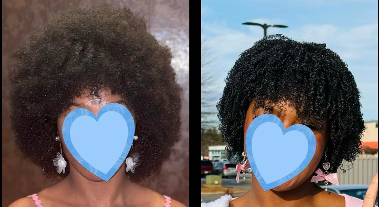 before and aft  of utilizing Mielle leave-in product