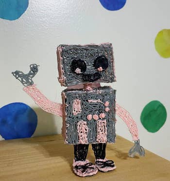 3D pen sculpture of a small robot 