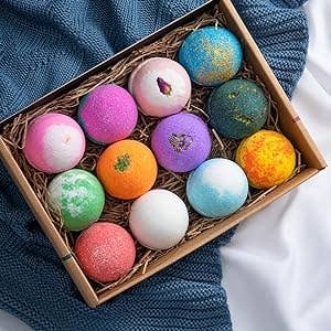 The box of colorful bath bombs