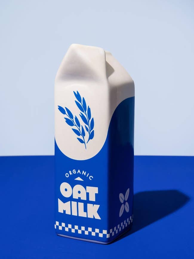 an oat milk carton vase