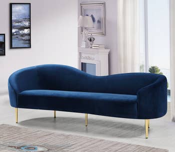 the sofa in dark blue