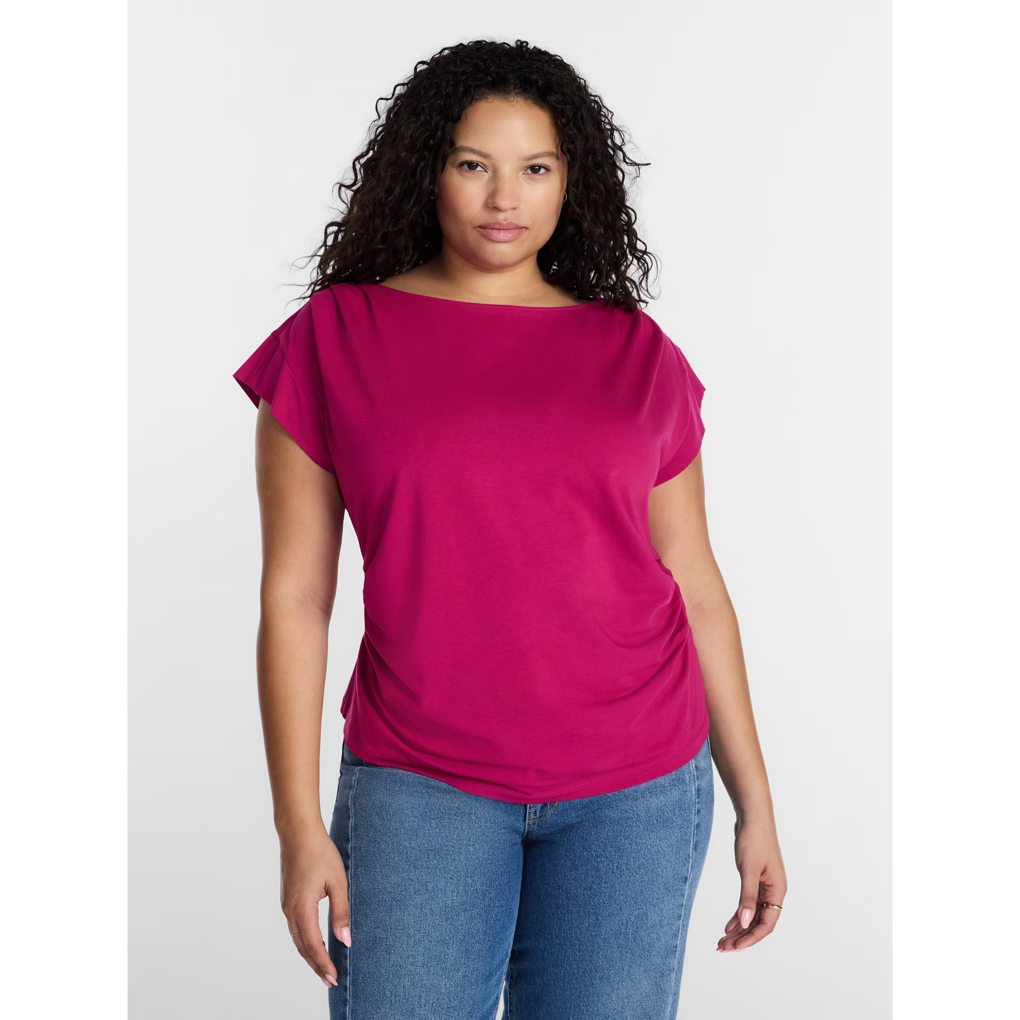 A exemplary  wearing the top