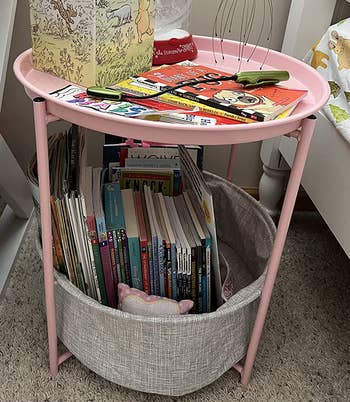 Reviewer image of pink end table with storage