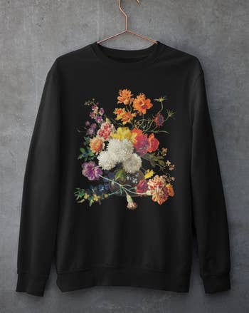the black floral sweatshirt