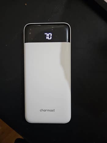 a reviewer photo of the power bank 