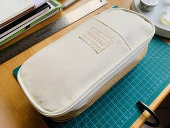 pencil case on a cutting mat