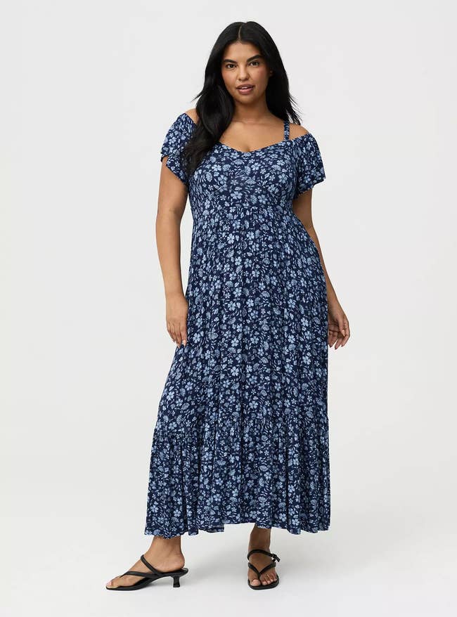 silver maxi dress with sleeves Lurex Jersey Maxi Dress
