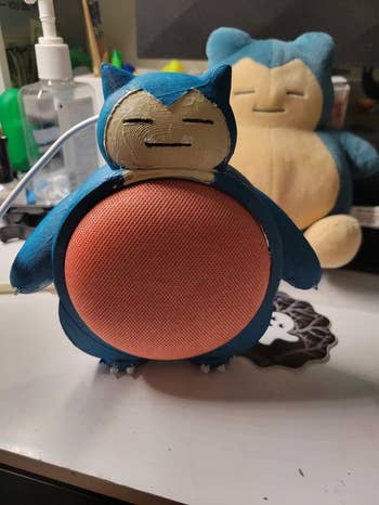 Snorlax Google Home holder after writer painted it. 