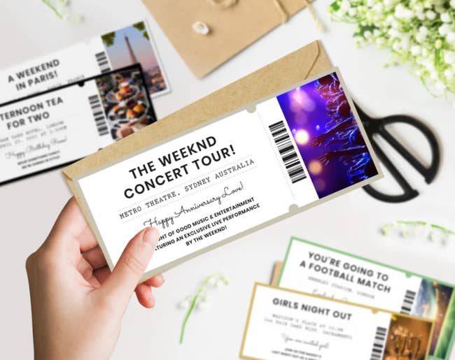 person holding the weeknd concert tour diy ticket