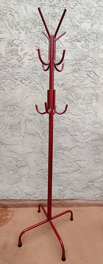Reviewer image of red coat rack