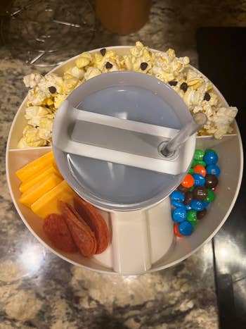 showing three compartments of the snack bowl