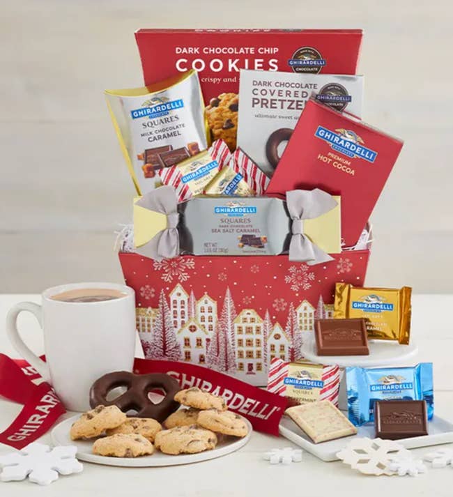 ghirardelli all that glitters basket with different chocolate treats