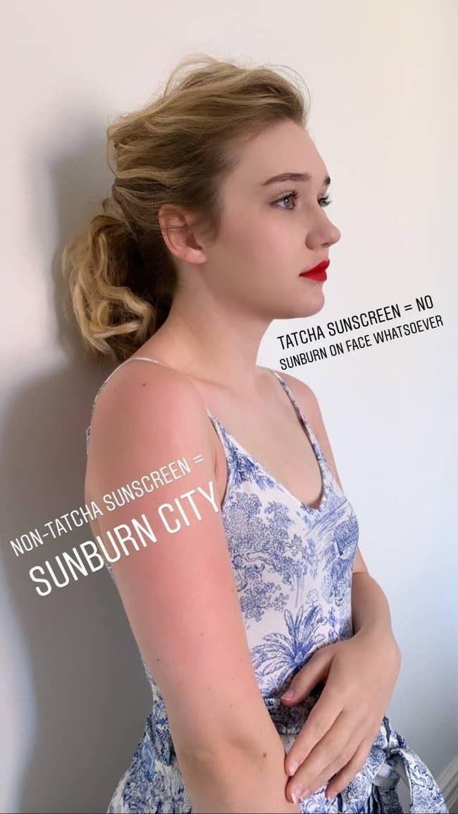 BuzzFeed editor wearing the sunscreen
