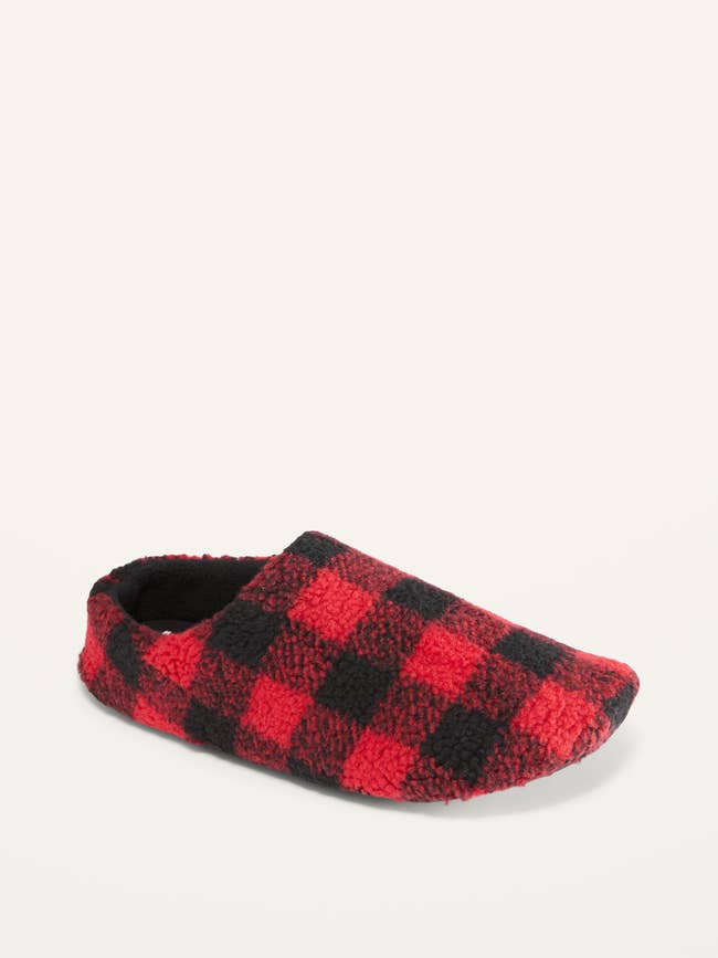 Red plaid slippers