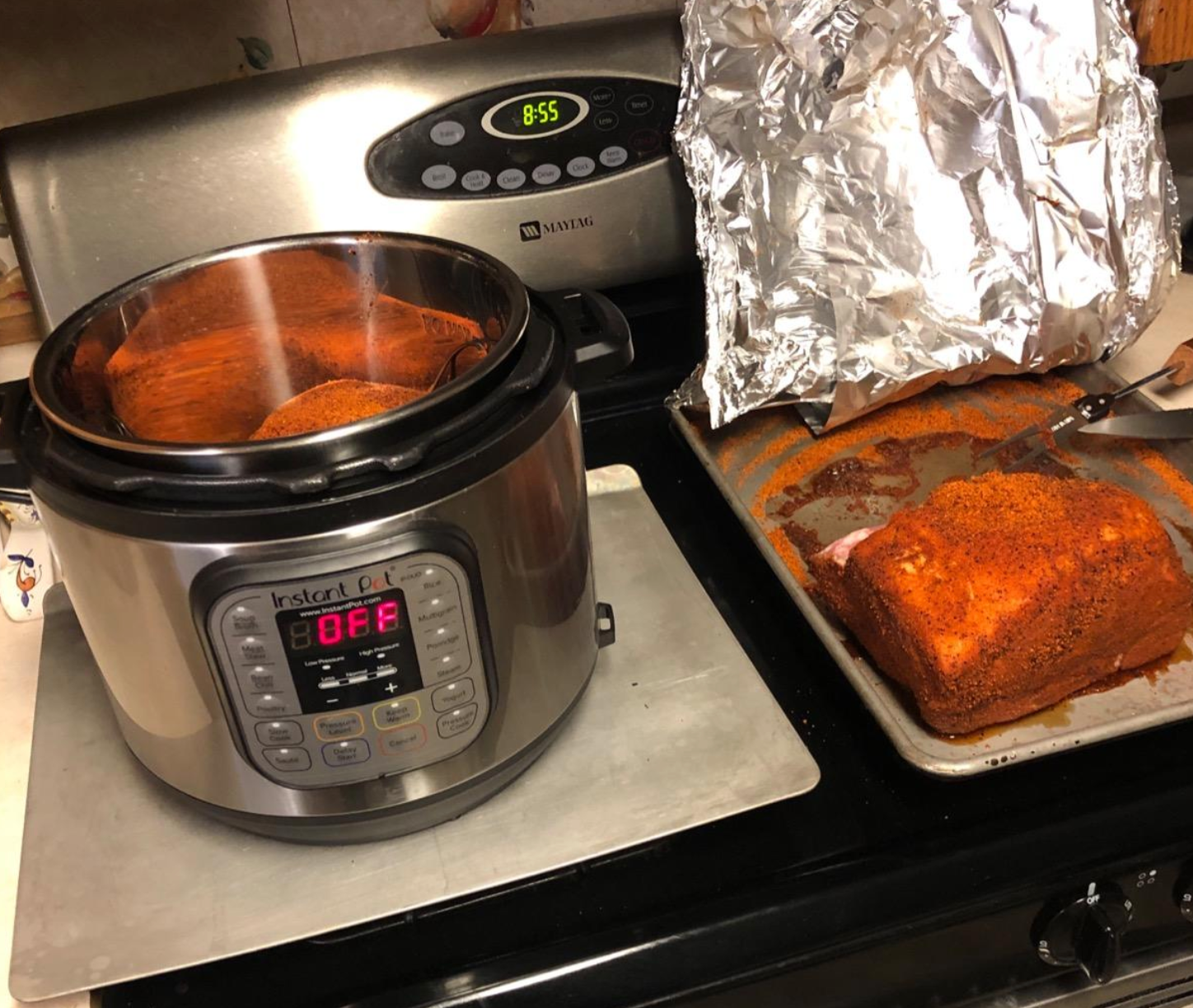 a reviewer photo of food inside the instant pot