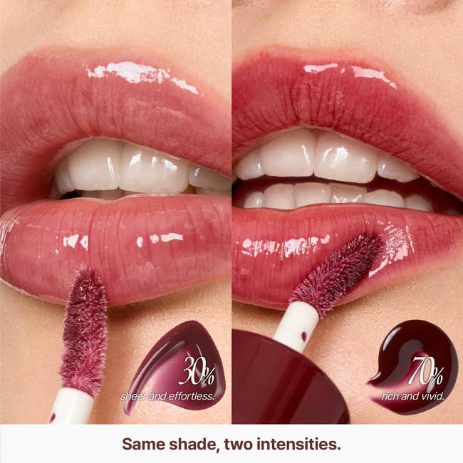 sheer connected the left, vivid connected the right, with applicator tips shown