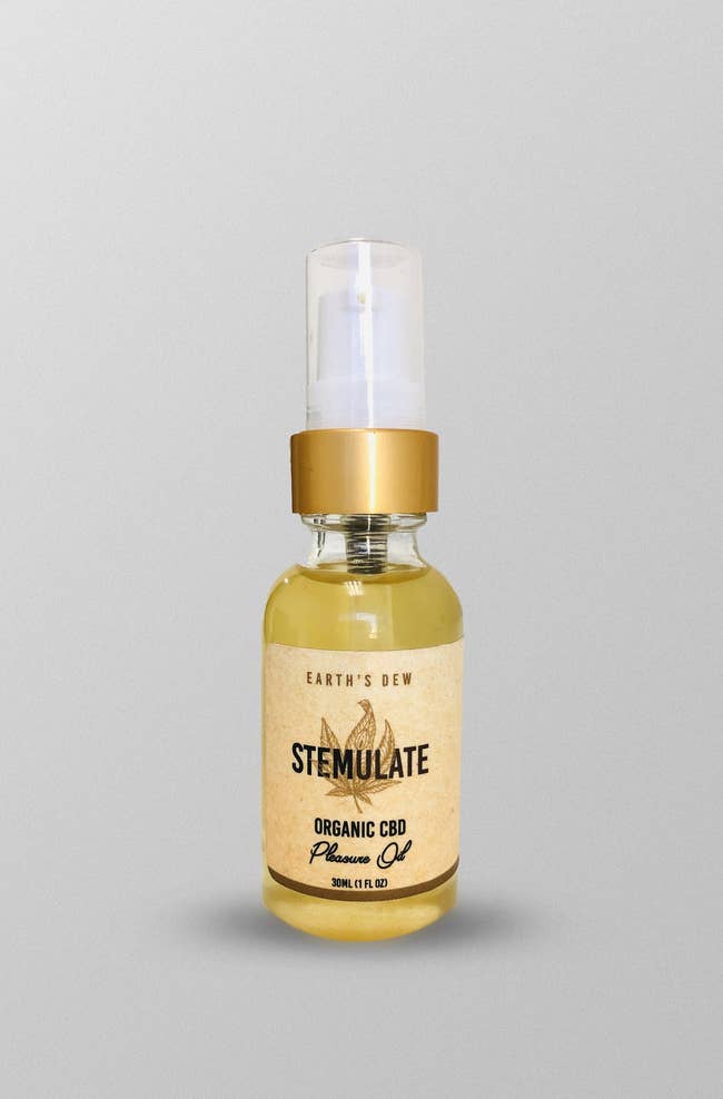bottle of stemulate organic cbd pleasure oil