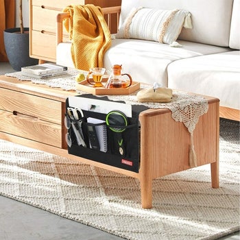 Bedside caddy placed on coffee table