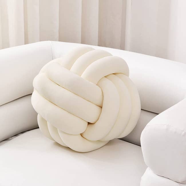knot pillow in ivory