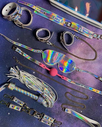 Set of holographic BDSM accessories