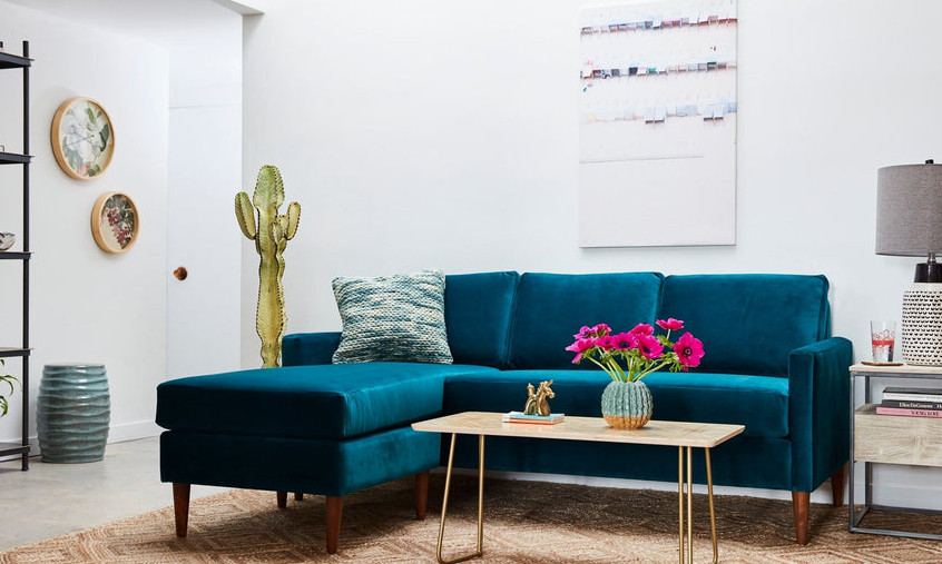 Small deals teal sectional