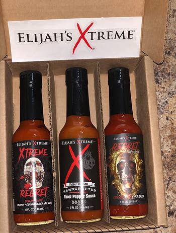 Three hot sauce bottles in a gift pack 