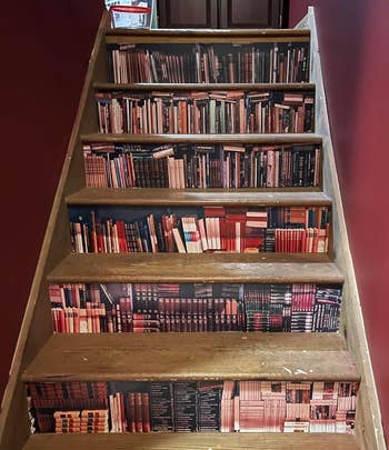 stair decals that look like lines of books