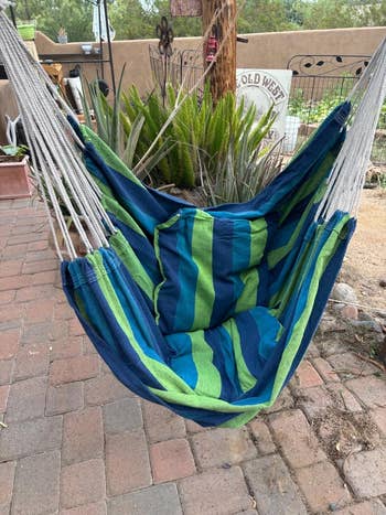 Striped indoor-outdoor hammock chair
