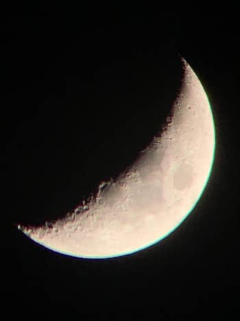 reviewer's image of the moon taken through the telescope