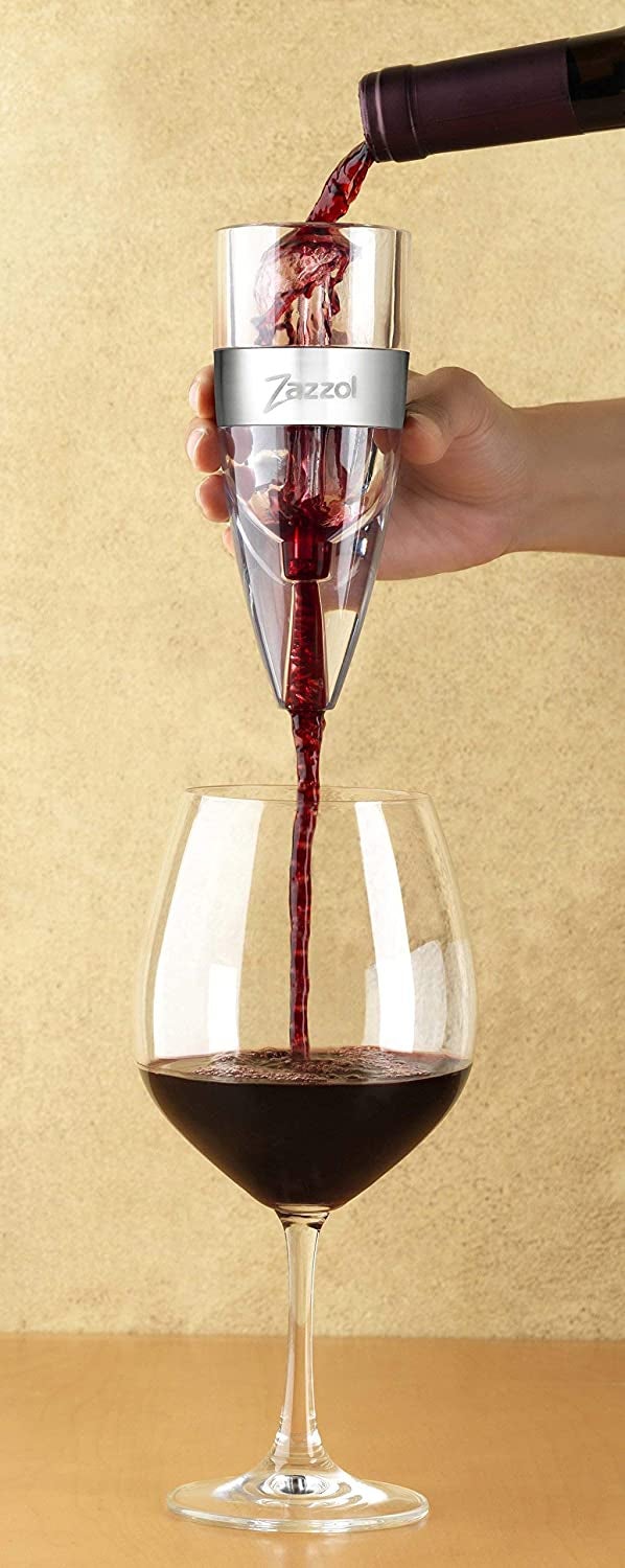 Image of model using glass aerator