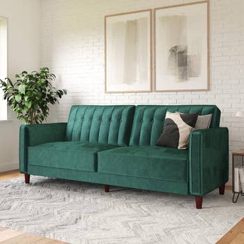 the green velvet sofa