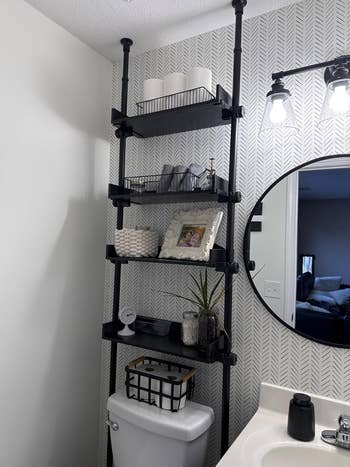 the over-the-toilet shelves successful  black