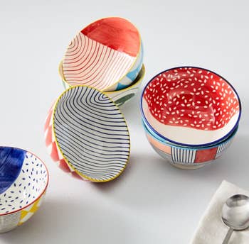 A set of bowls stacked around each other