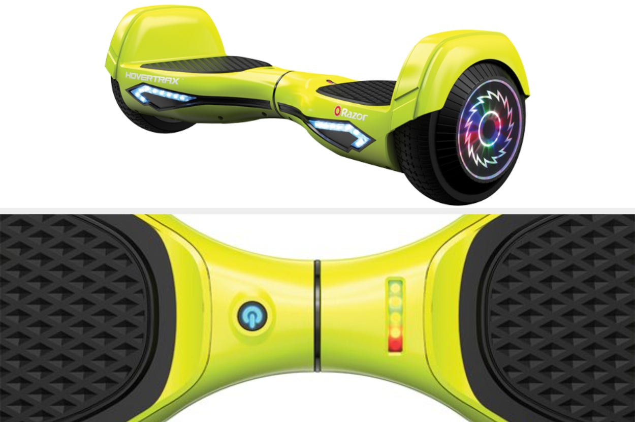 Lime green and black hoverboard