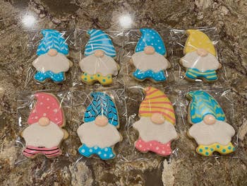 a reviewer's decorated gnome cookies