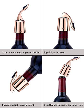 chart showing how to push handle down to create airtight seal and lift to reopen