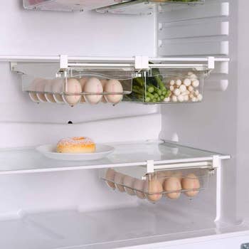 egg-specific drawers attached in fridge holding tons of eggs