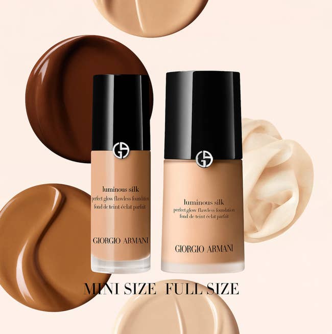The foundation in a travel and full size bottle