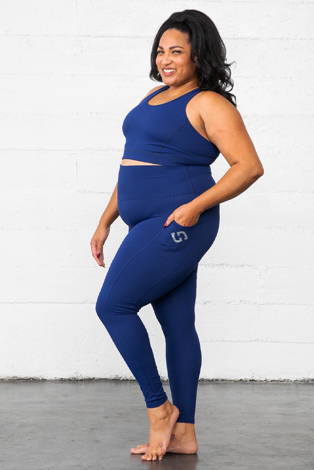 YOURS Curve Plus Size Navy Blue Cropped Leggings