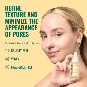 cruelty-free, vegan, fragrance-free. Refines texture, minimizes pores. Suitable for each tegument types