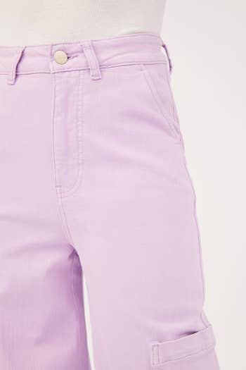 closeup look at the lavender pants