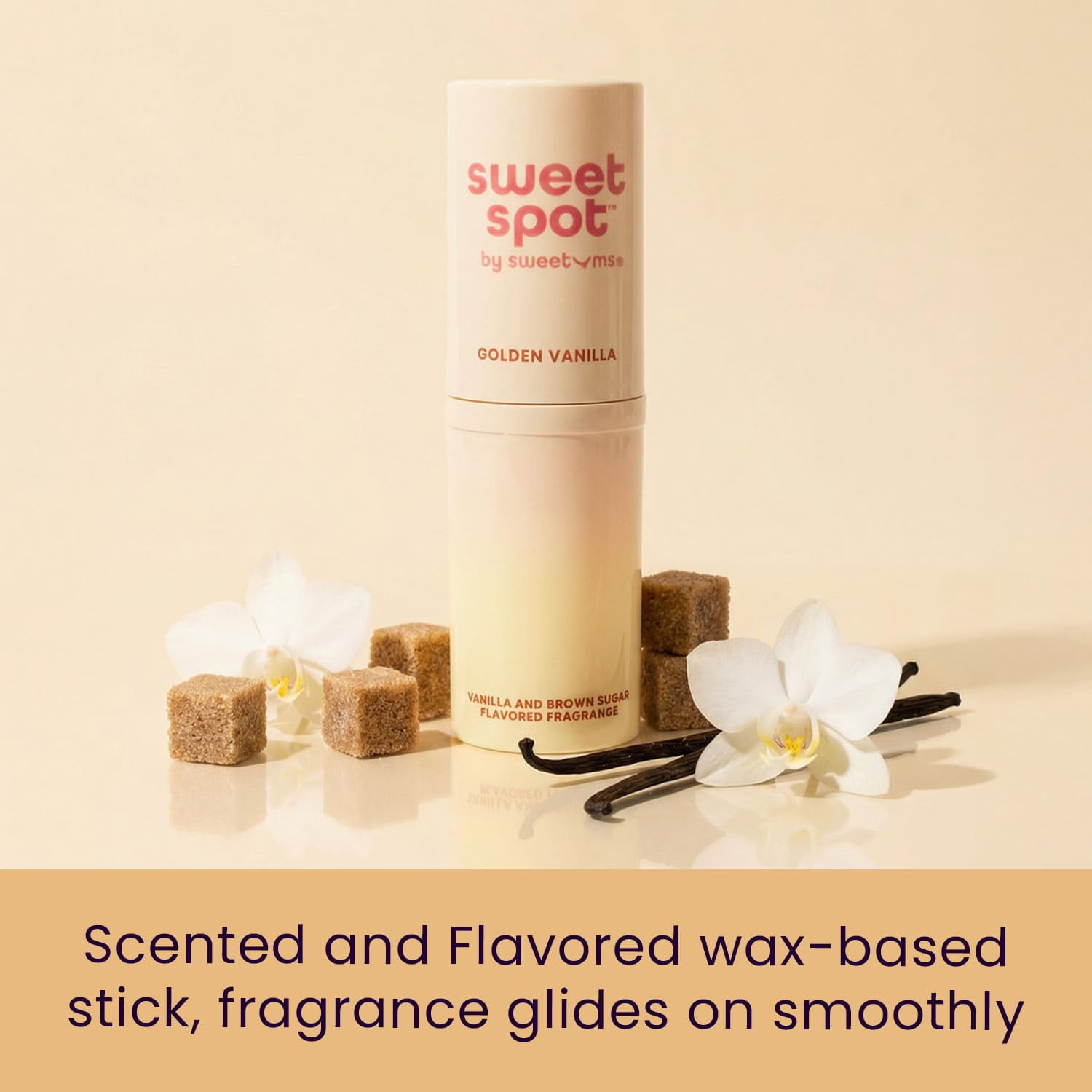 Vanilla and brownish  sweetener  fragrance instrumentality   with brownish  sweetener  cubes and vanilla flowers
