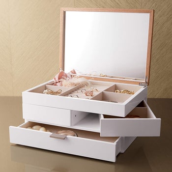 jewelry box with mirror and rotating compartments