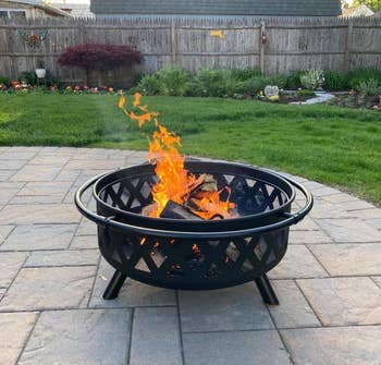 reviewer's fire pit in the yard