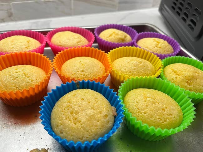 muffins in colorful reusable baking cups