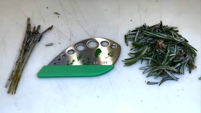 reviewer photo showing stripped next to rosemary leaves separated from stems