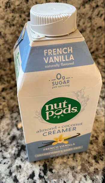 Reviewer image of small carton of french vanilla nutpod creamer 